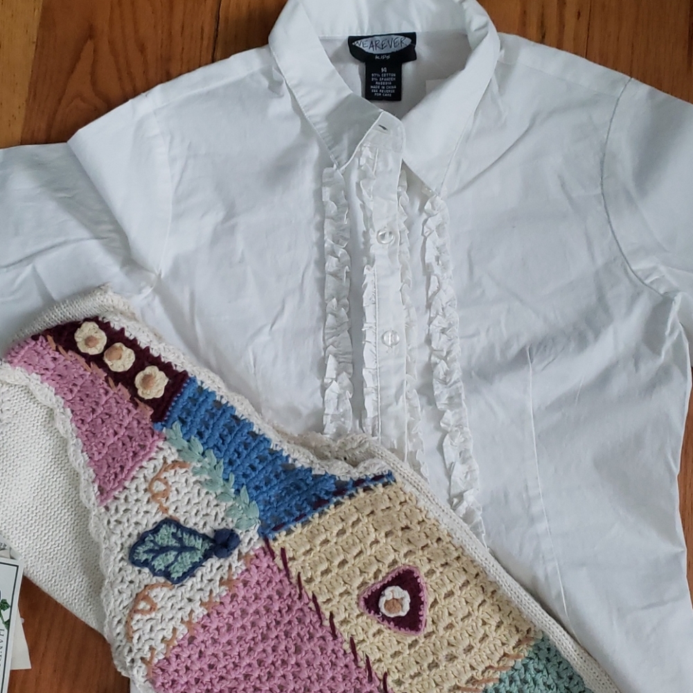 Girls tuxedo styled top button down shirt